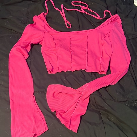 pink long sleeve crop top from shein size small - Picture 1 of 5